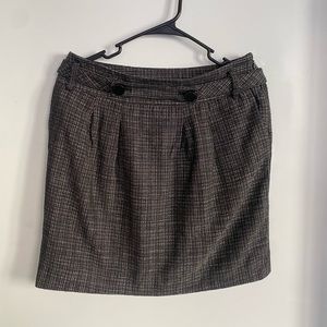 WORN ONCE Ann Taylor Petite Black Tweed Business Skirt with Belt and Side Zipper